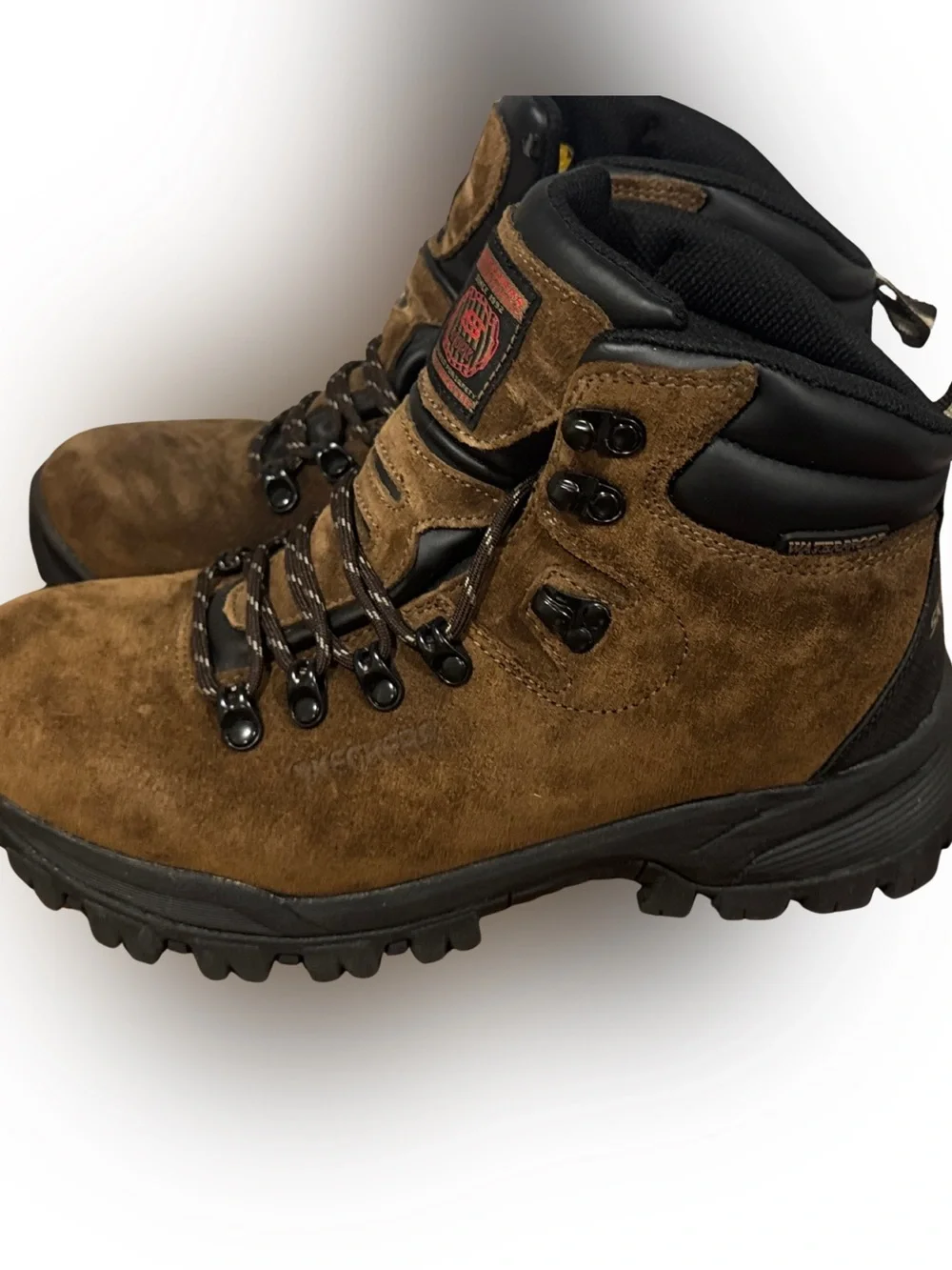 Skechers Brown Suede Men's Hiking Waterproof Boots with Black Trim